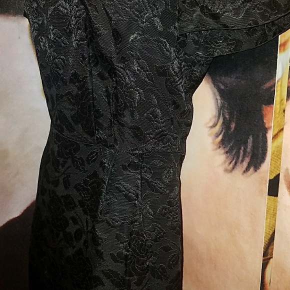 Sir Rob Authentic 1950's Black Brocade Roses Dress - Picture 7 of 8